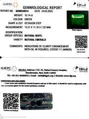 10.14/CT Natural Panna Stone with Govt. Lab Certificate